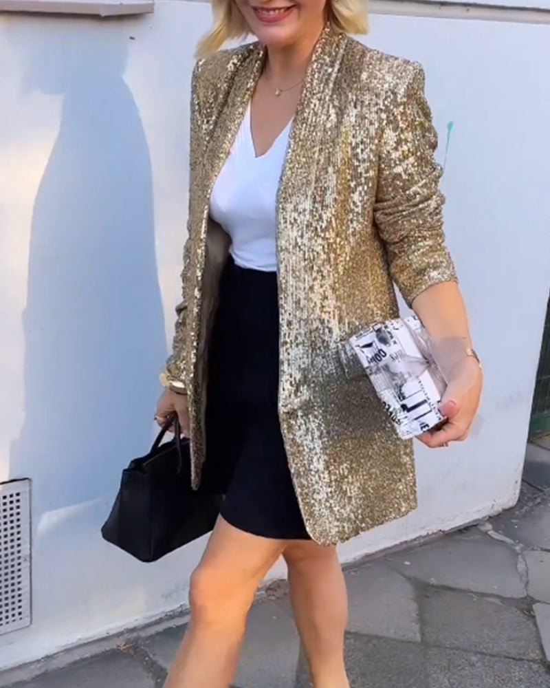 Women's Gold Sequin Blazer