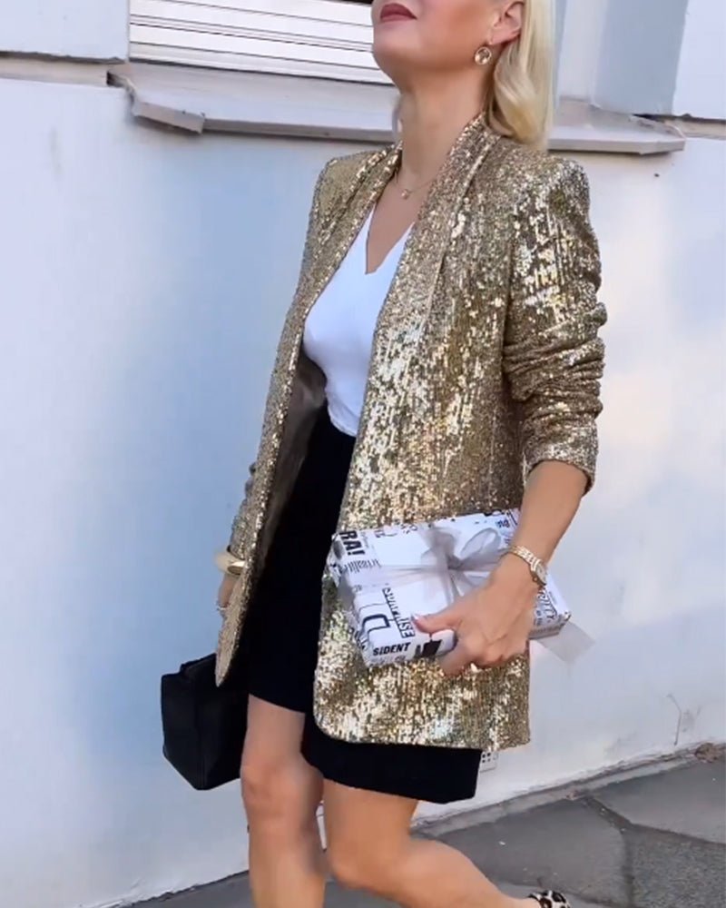 Women's Gold Sequin Blazer