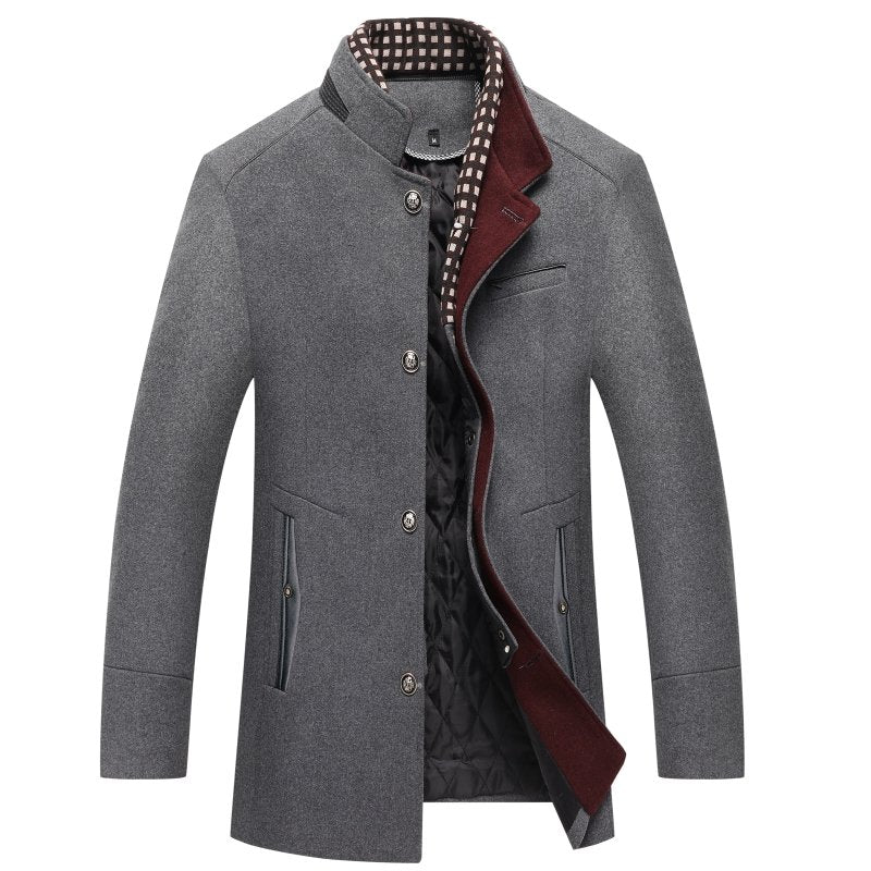 Men's trench coat winter coat with belt