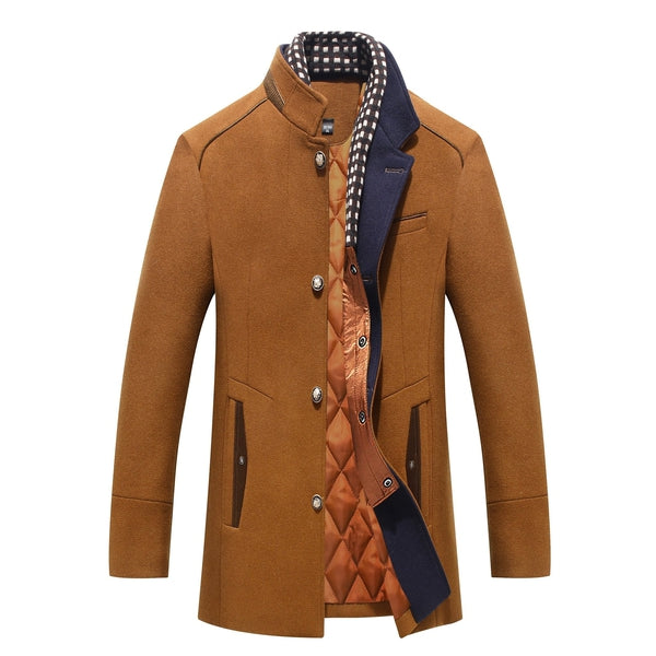 Men's trench coat winter coat with belt