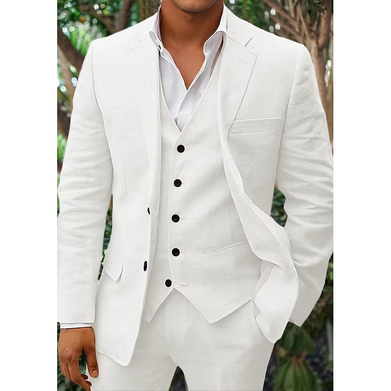 Three piece linen men's suit