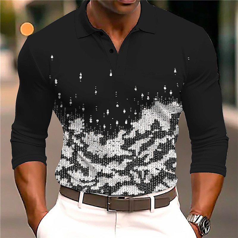 Men's Sequin Printing Polo Shirt