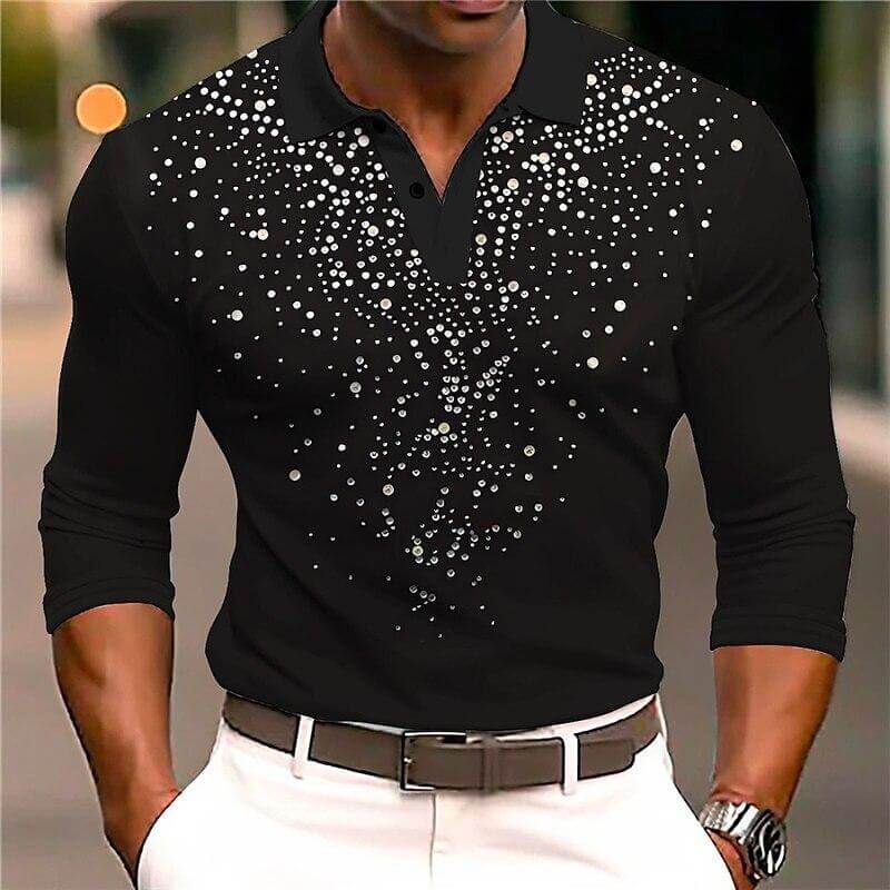 Men's Sequin Printing Polo Shirt