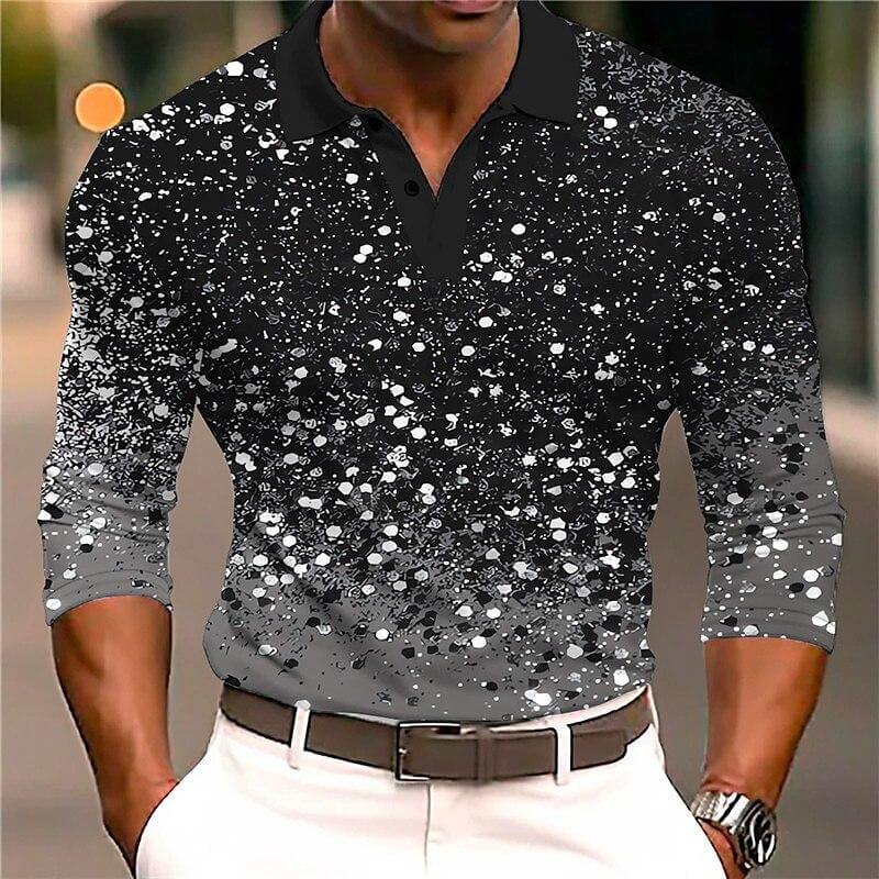 Men's Sequin Printing Polo Shirt