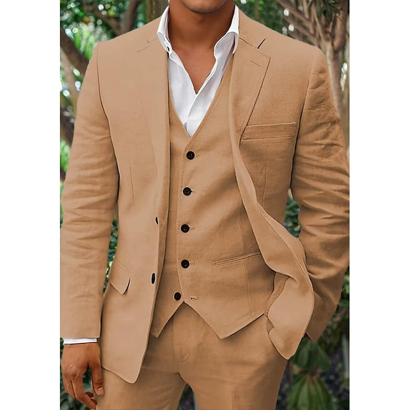 Three piece linen men's suit