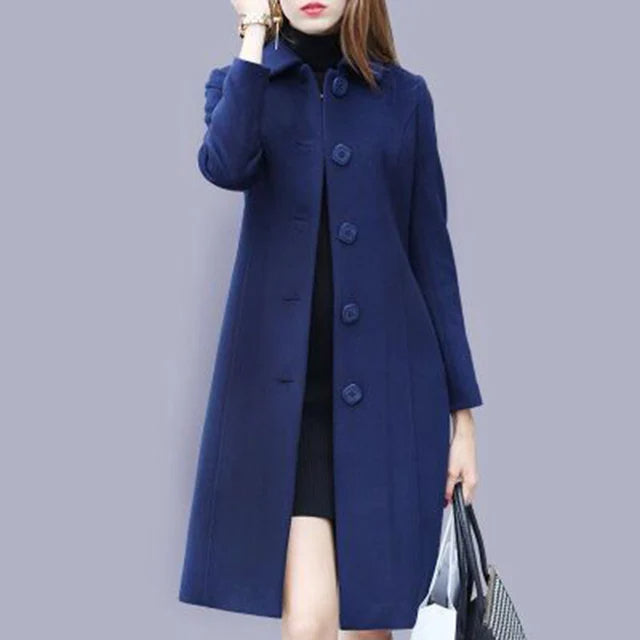 Elegant Wool Long Coat for Women