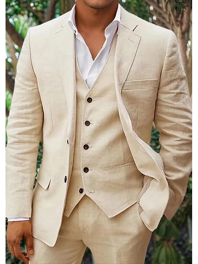 Three piece linen men's suit