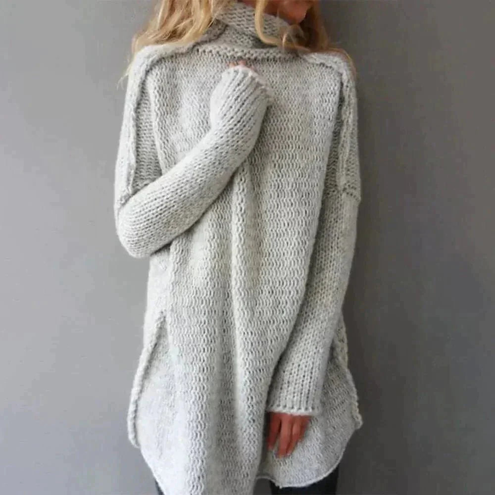 Women's Oversized Turtleneck Tunic Sweater