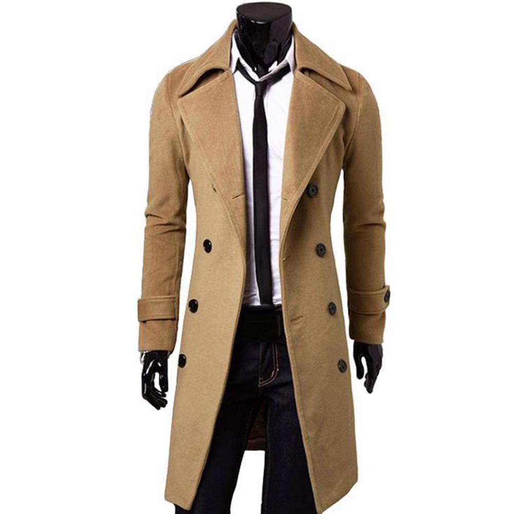 Men's double breasted trench coat with folded collar autumn