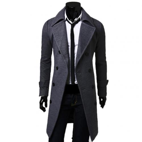 Men's double breasted trench coat with folded collar autumn