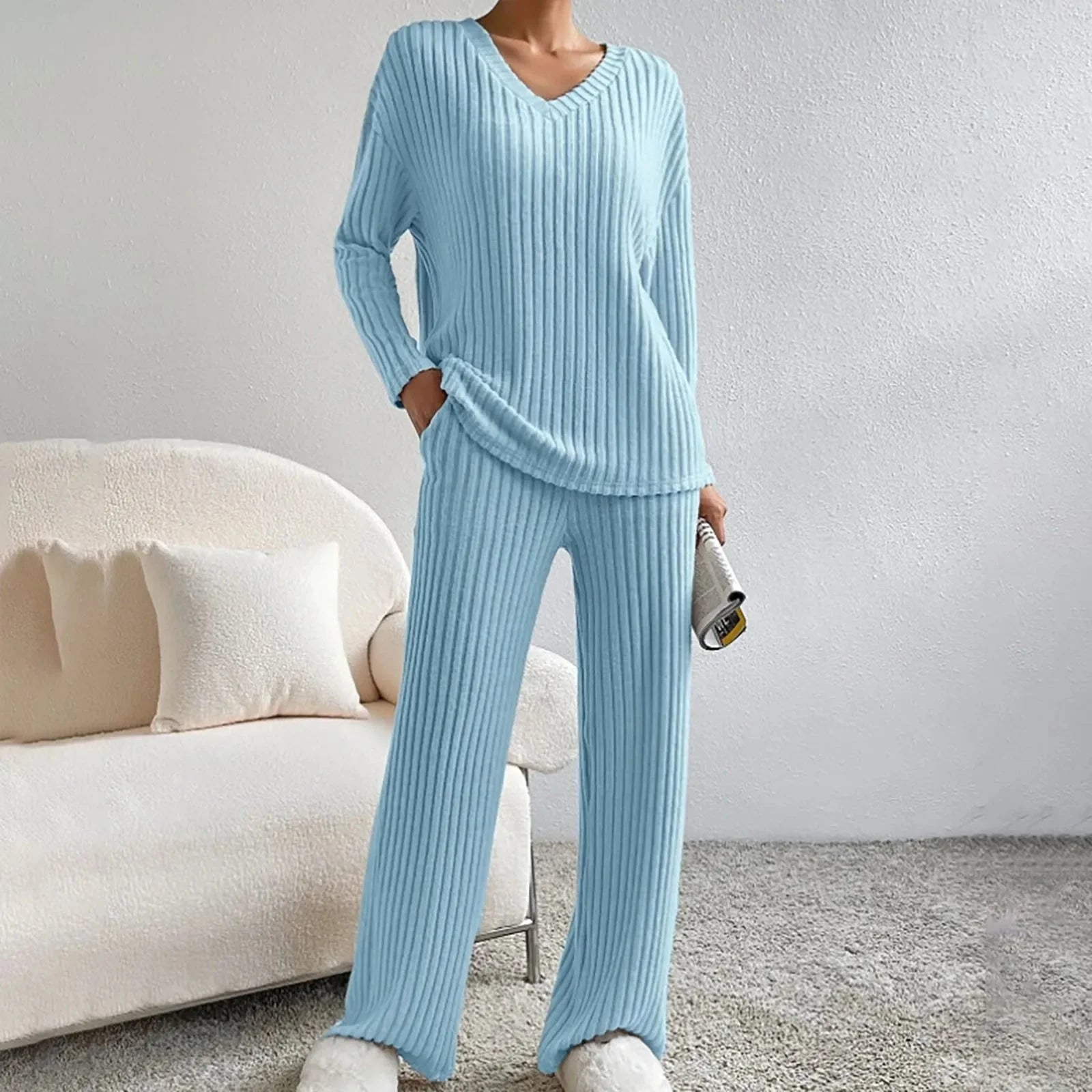 Women's Ribbed Knit Lounge Set