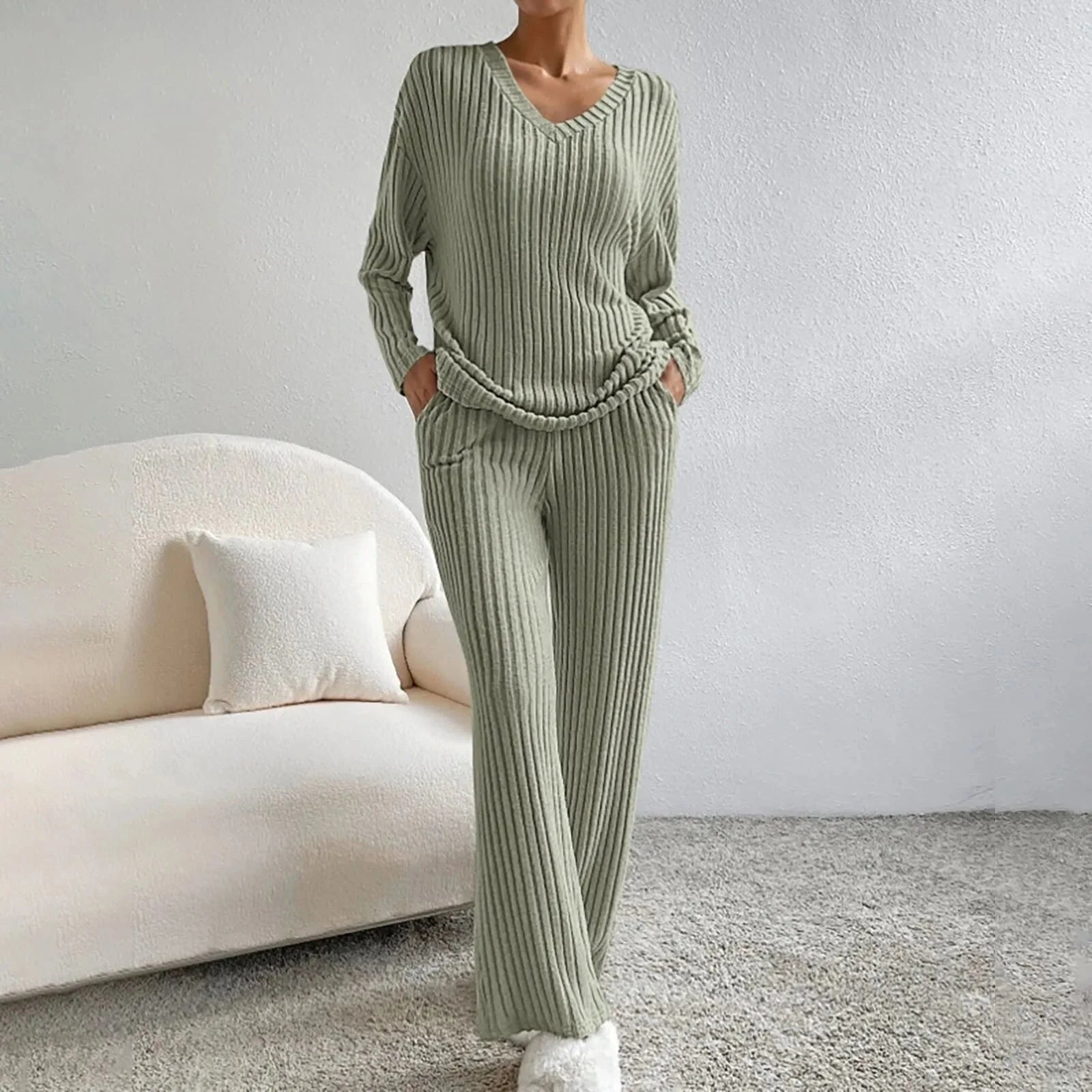 Women's Ribbed Knit Lounge Set