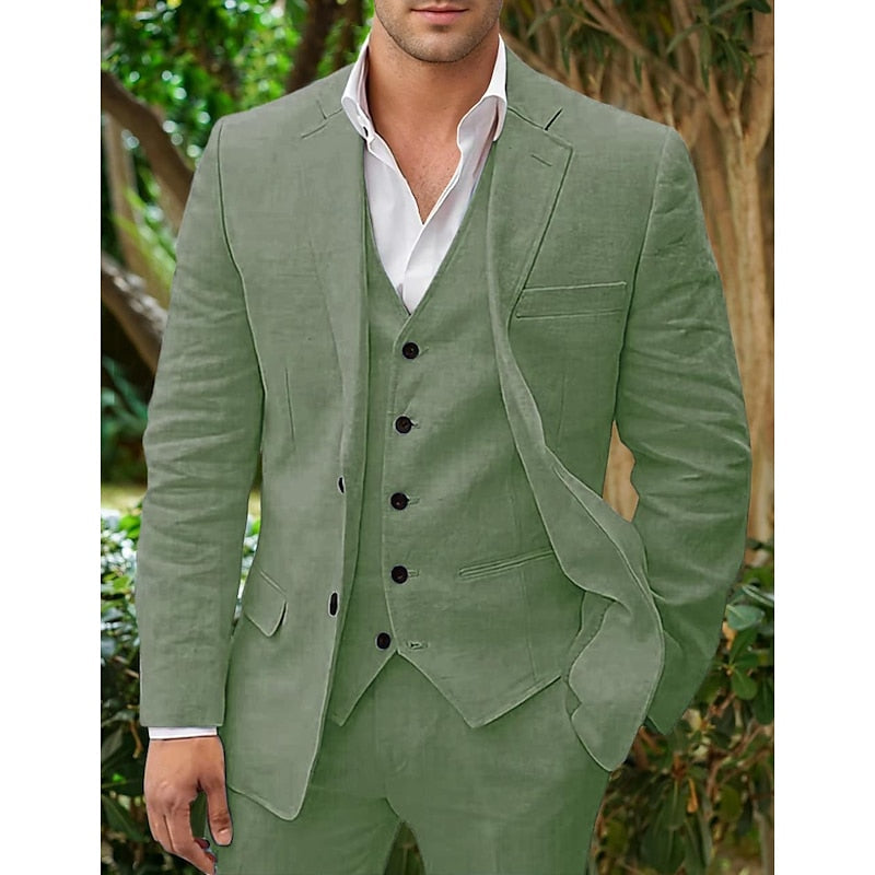 Three piece linen men's suit