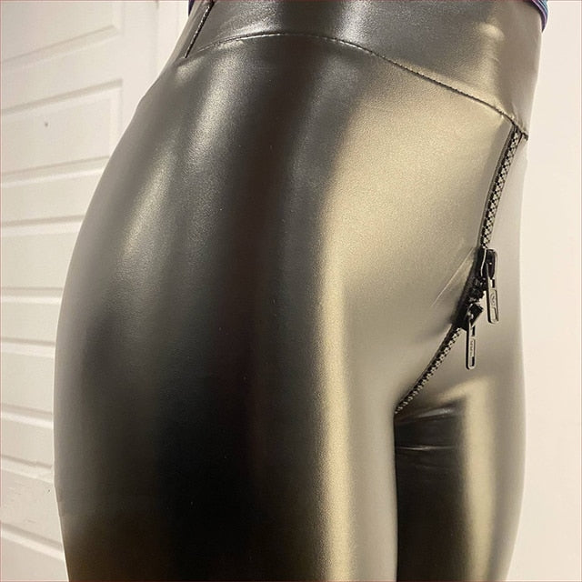 Women's Slim-Fit Leather Pants