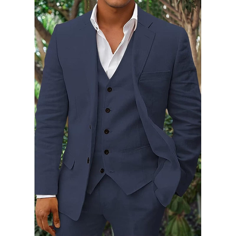 Three piece linen men's suit