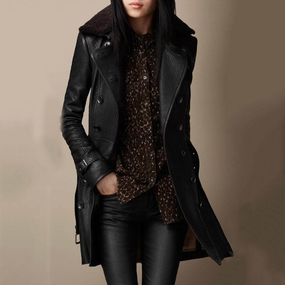 Warm Leather Coat for Women