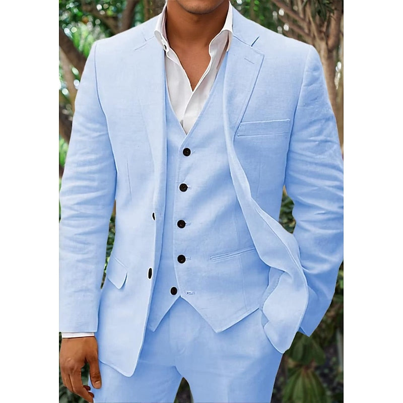 Three piece linen men's suit