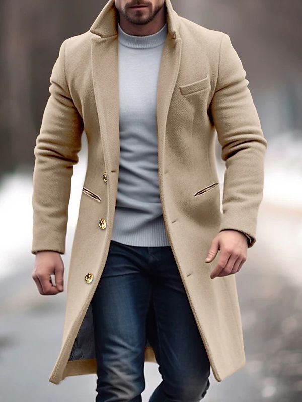 Men's trench coat with classic cut and pockets