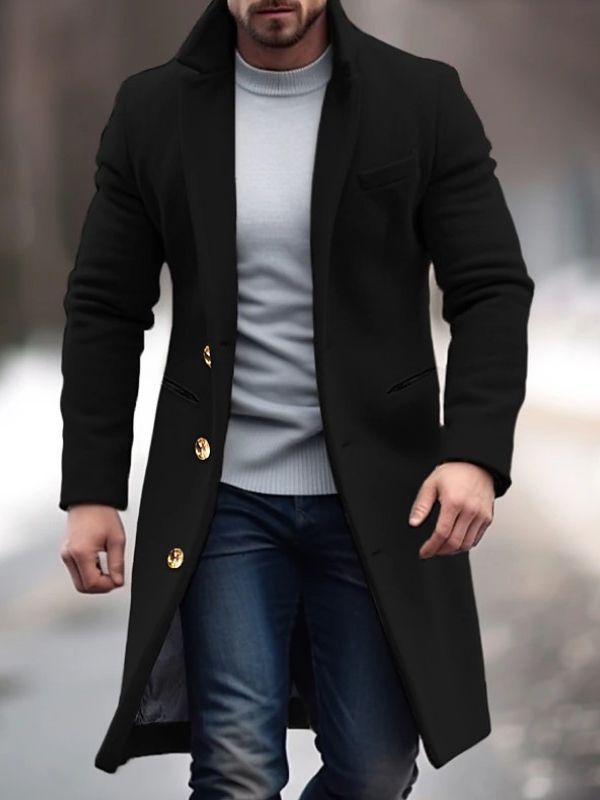 Men's trench coat with classic cut and pockets